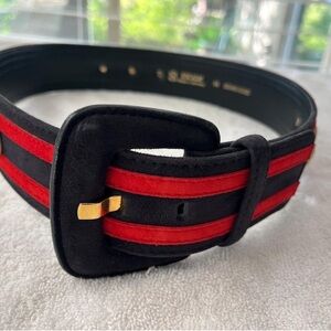Escada Black and Red Belt with Gold Accent